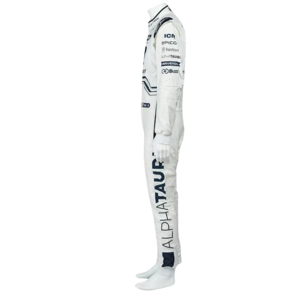 White and Blue Pierre Alpha Tauri F1 racing suit-225