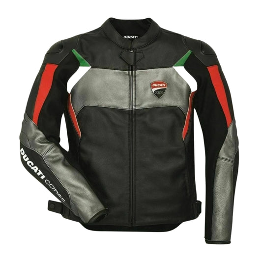 Ducati Corse Black Gray Motorbike Leather Jacket
