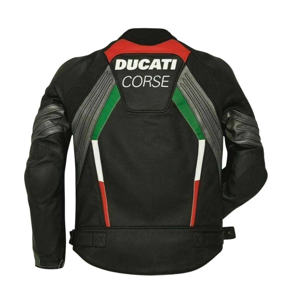 Ducati Corse Black Gray Motorbike Leather Jacket