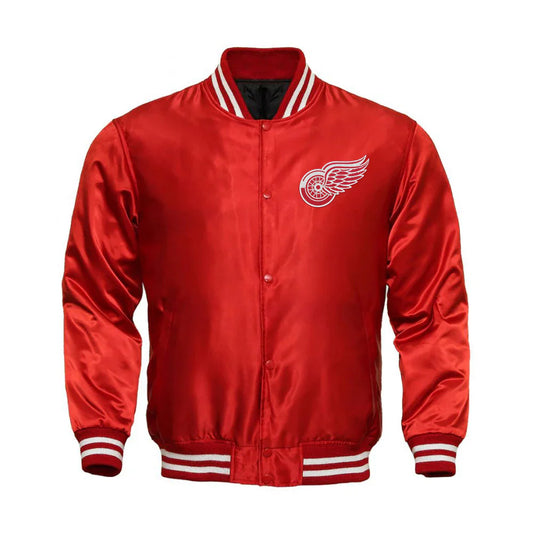 Detroit Red Wings Satin Varsity Full Snap Jacket