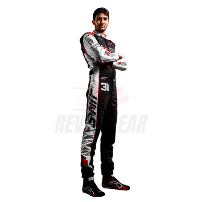 Full SIde View of Esteban Ocon Wearing 2026 F1 Racing Suit 