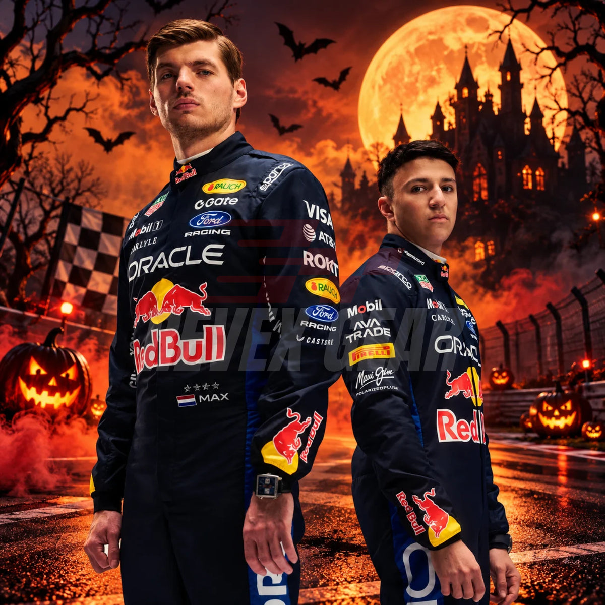 F1 Halloween Racing Costumes Max Verstappen and Isack Hadjar 2026 - Revex Gear
