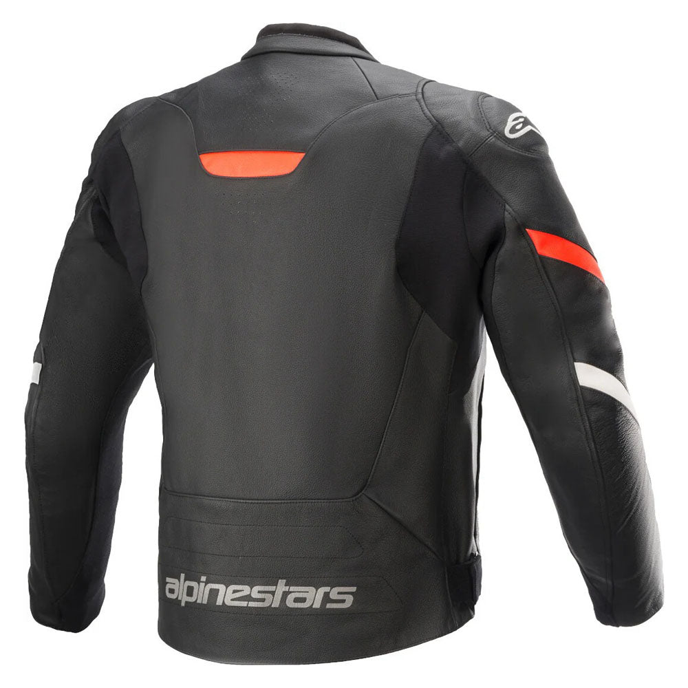Faster V2 Motorbike Leather Racing Jacket Black/Flou Red