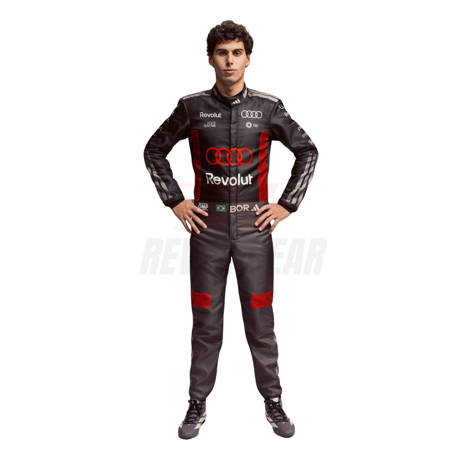 Front Full View of Gabriel Bortoleto wearing 2026 F1 Racing Suit 