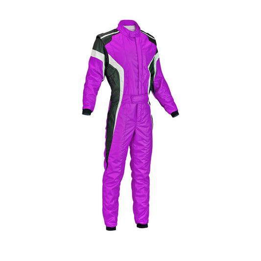 Front view of Go-Kart Race Gear in medium orchid color with modern fit, lightweight construction, and premium karting design.