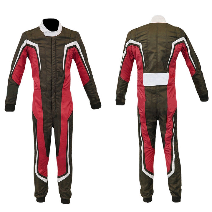 Premium Go-Kart Racewear Costume – Red and Brown Racing Suit for Adults and Kids | Professional Go Kart Racing Gear | Protective Karting Outfit for Men Women Boys Girls.