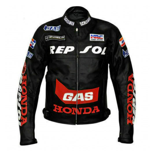 Honda Repsol Black Motorbike Racing Leather Jacket
