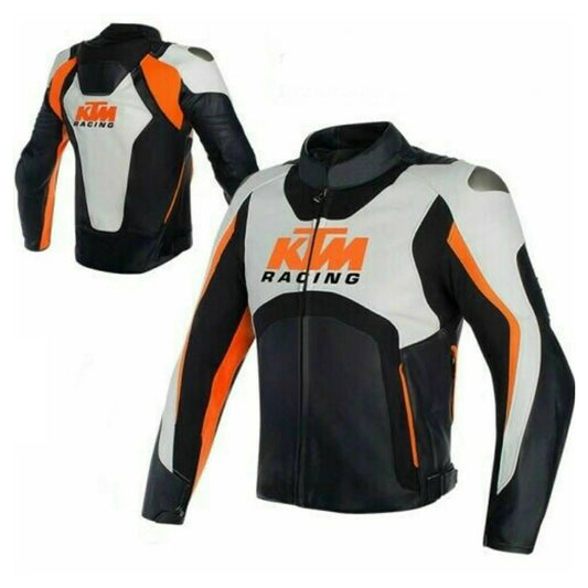 KTM Black Orange Motorbike Leather Racing Jacket