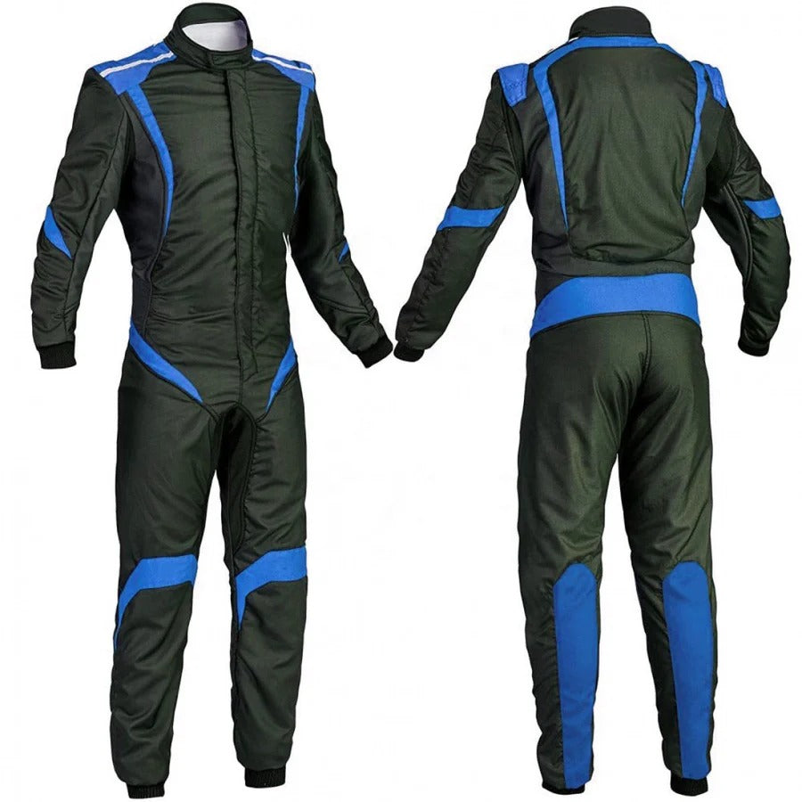 Custom Black & Blue Go Kart Racing Outfit