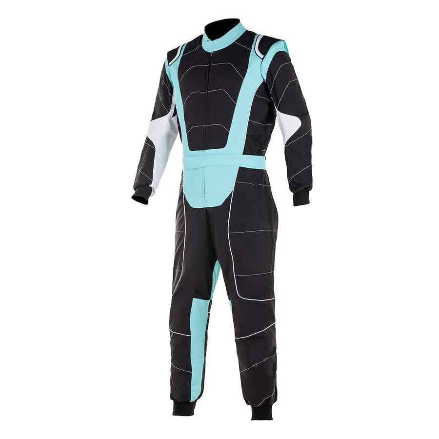 Karting Race Driver Suit - Black / Light Blue