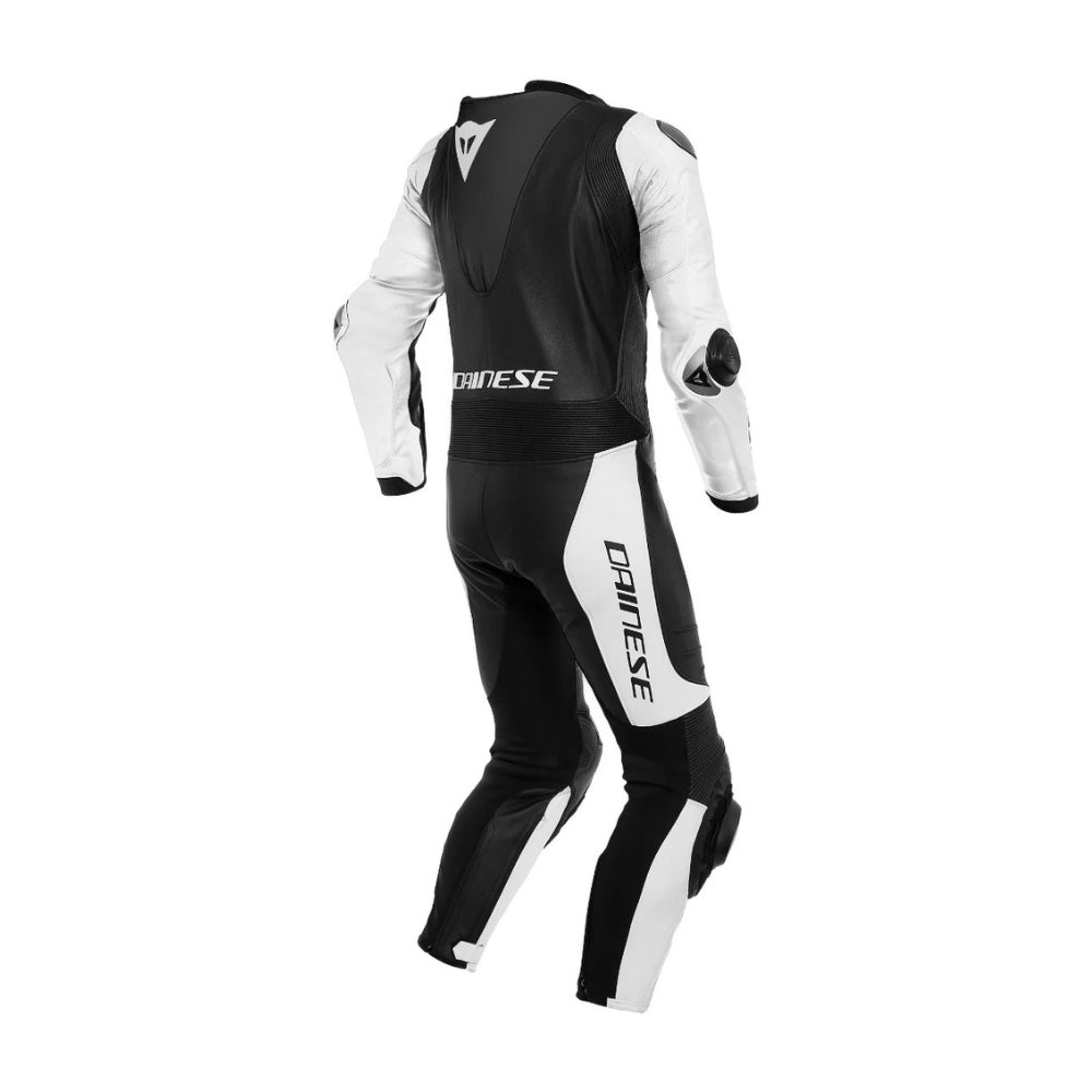 Laguna Seca 5 One-Piece Perforated Motorcycle Leather Racing Suit Black and White