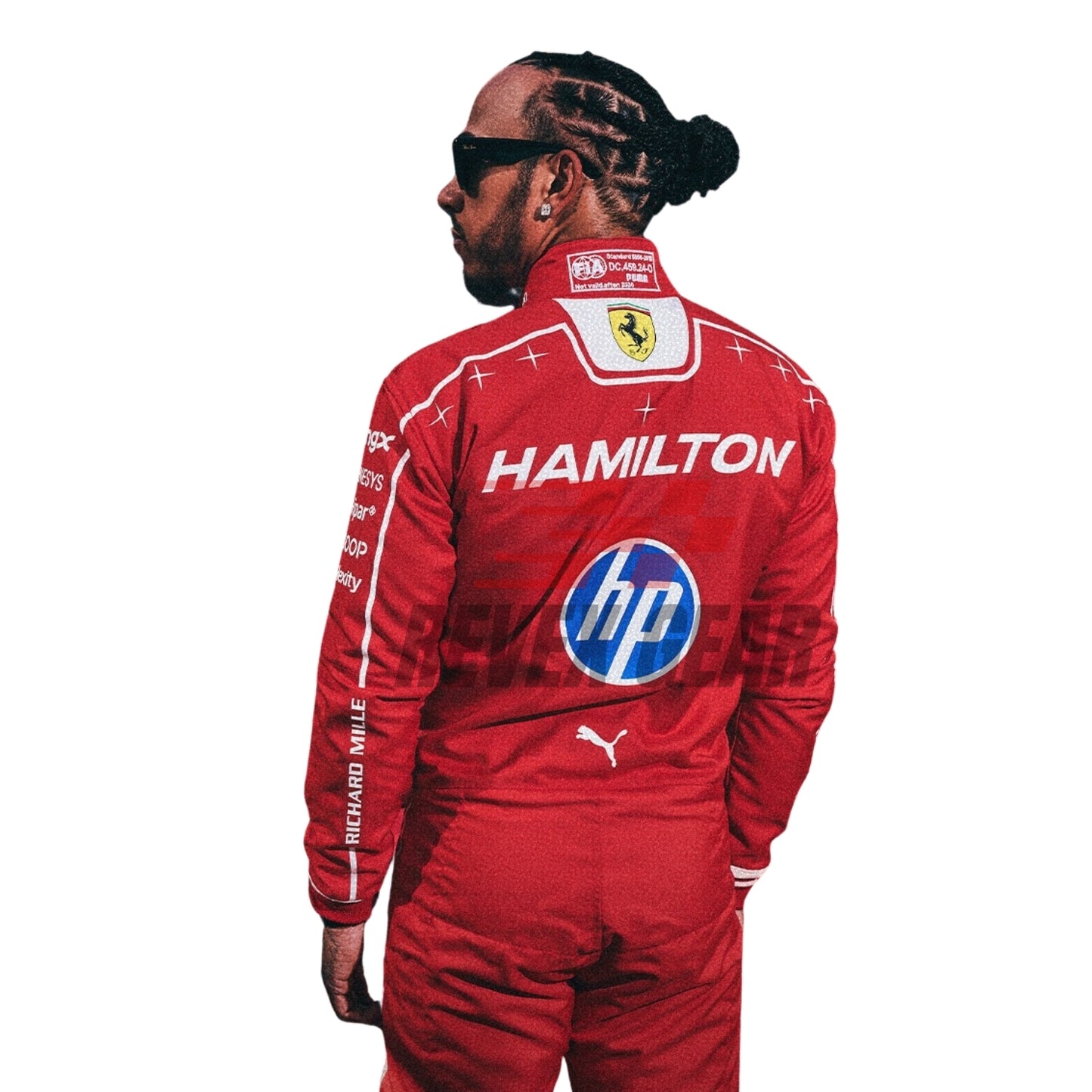 Rear View of Lewis Hamilton Wearing 2026 Italian GP F1 Racing Suit