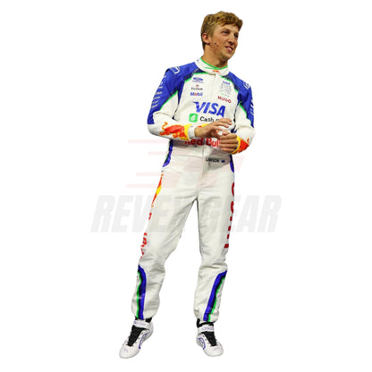 Full View Picture of Liam Lawson wearing 2026 F1 Racing Suit 