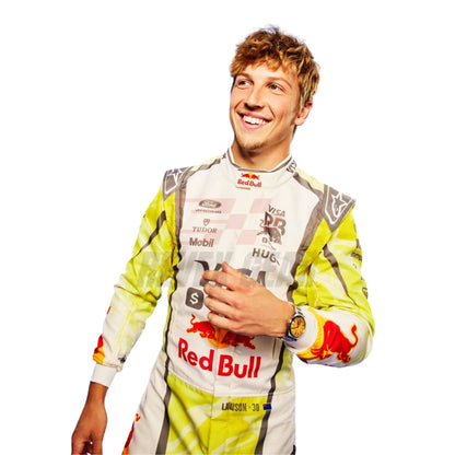 Close Up View of Liam Lawson 2026 Miami GP F1 Racing Suit 