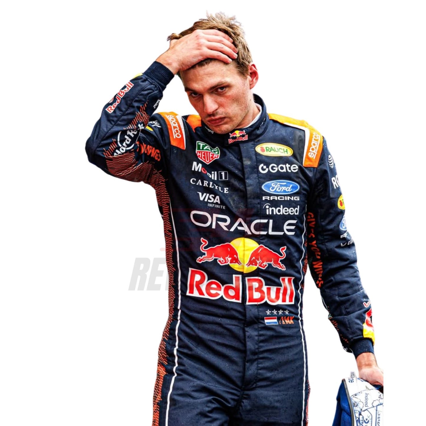 Close View of the Max Verstappen wearing 2026 Dutch GP Suit