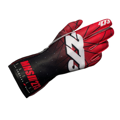 Red and black Minus 273 POLY 3 glove with branding on a white background