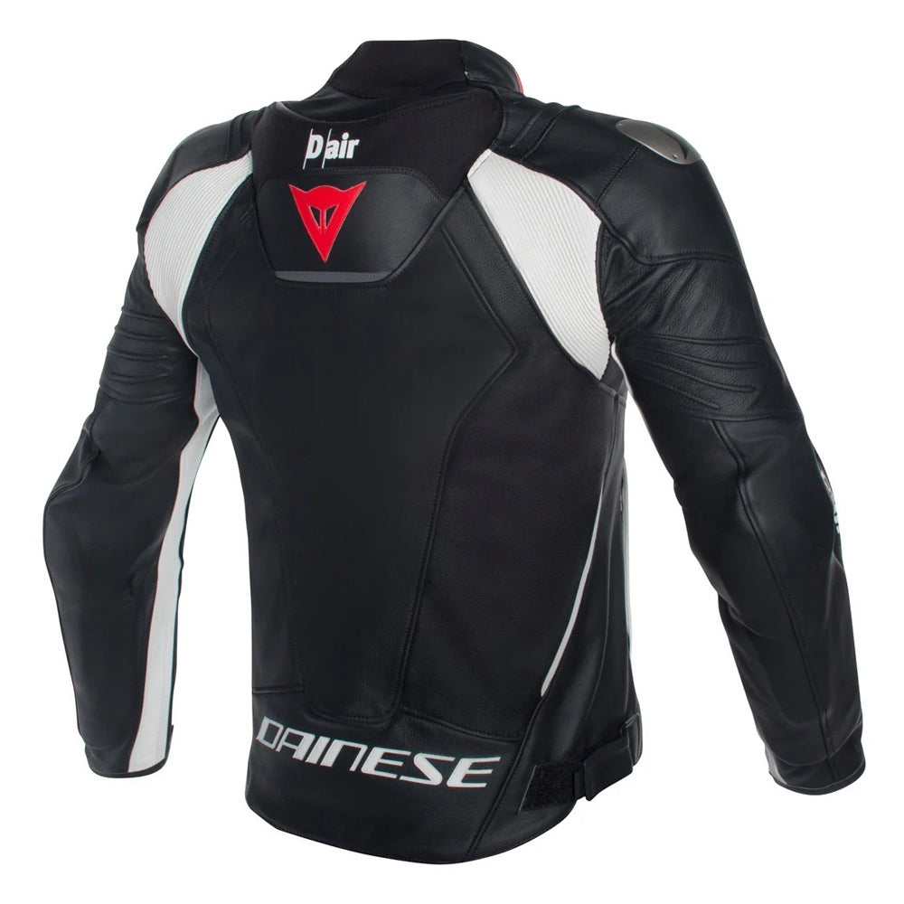 Misano Perforated Motorbike Leather Jacket Black / White