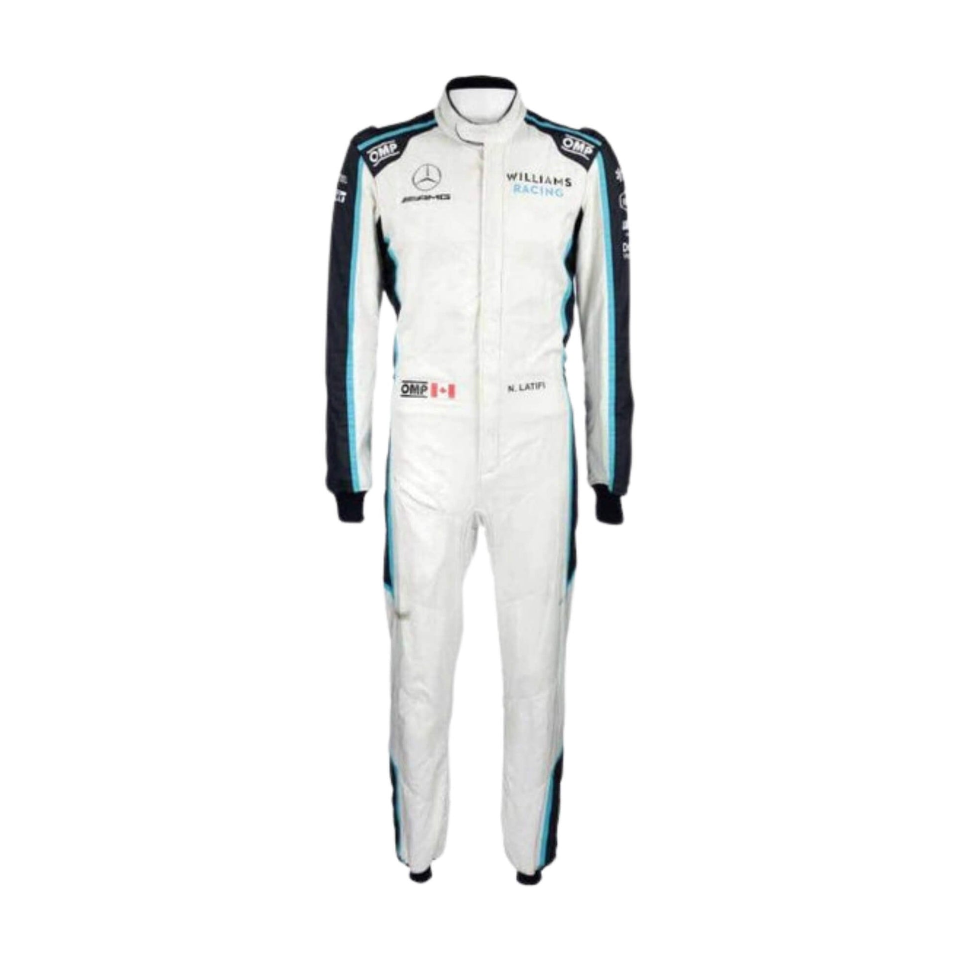 Nicholas Latifi 2020 Formula 1 racing suit – sharp front view showcasing livery and detailed design