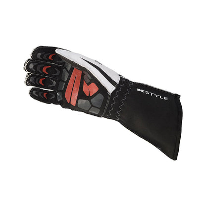 Black, white, and red OMP KS-1R Driver Racing glove on a white background