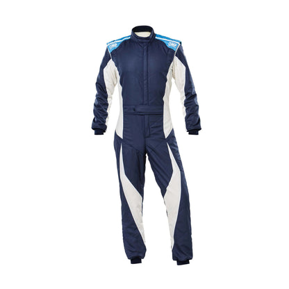 OMP Tecnica Evo Navy Blue / White Racing Suit - RevEx Gear