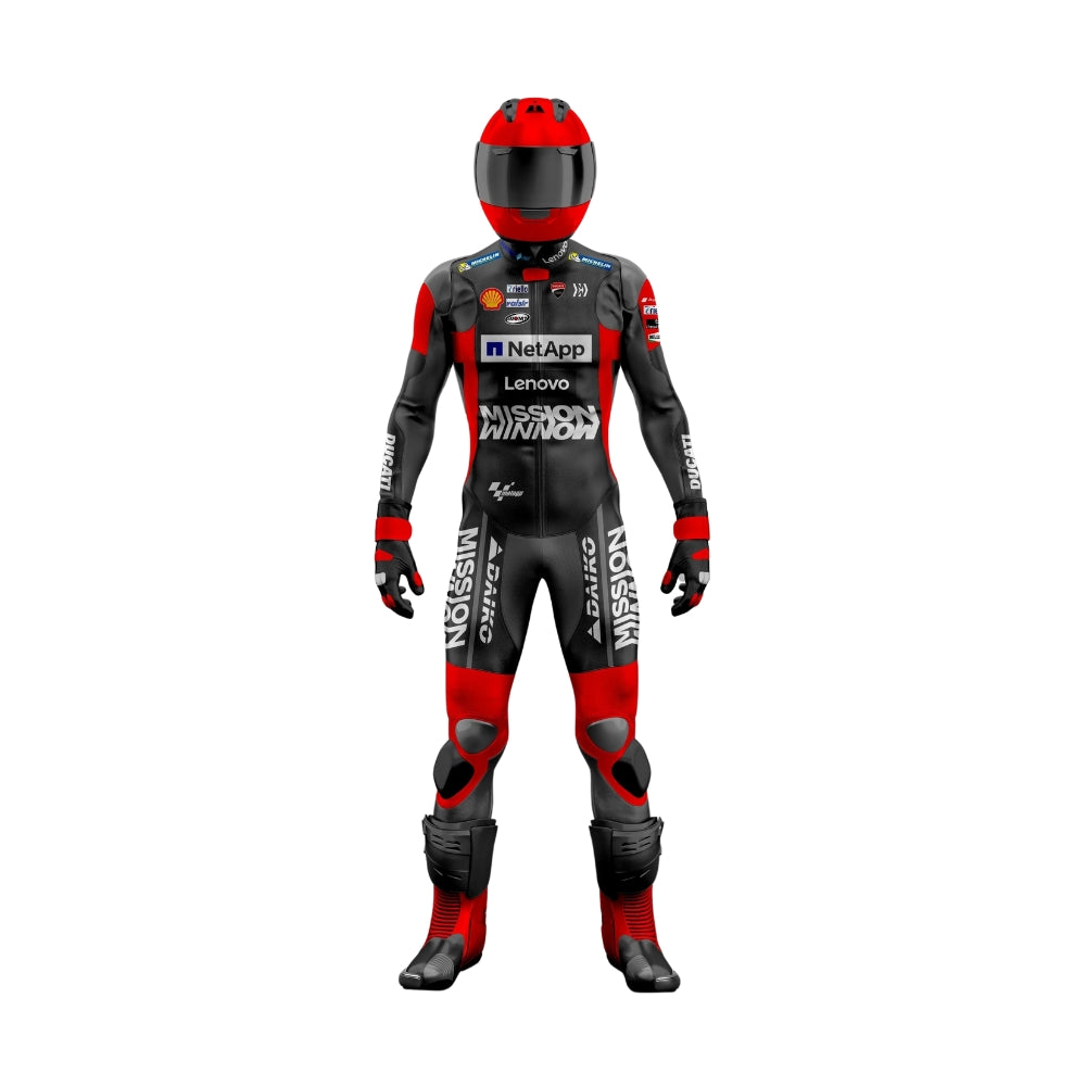 Pecco Bagnaia and Jack Miller MotoGP Ducati Team Custom Design Motorcycle Leather Suit