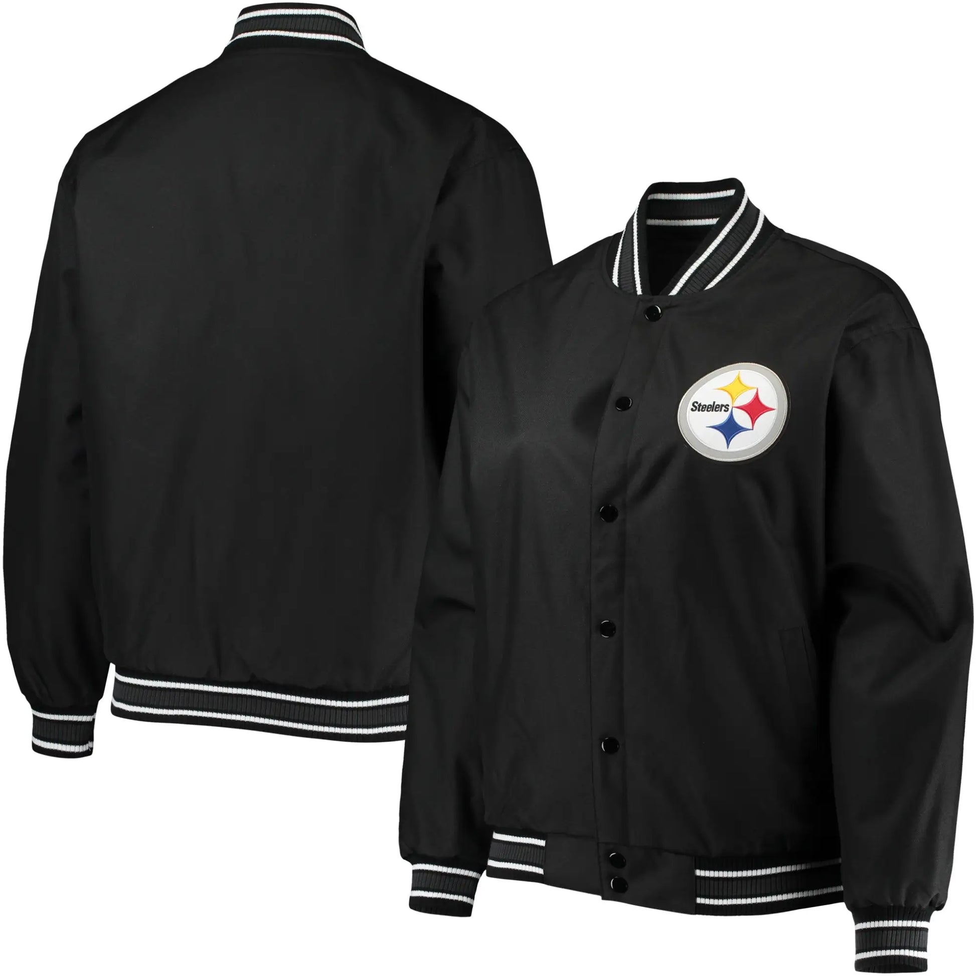 Pittsburgh Steelers Satin Varsity Black Jacket