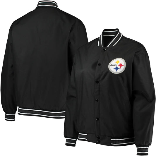 Pittsburgh Steelers Satin Varsity Black Jacket