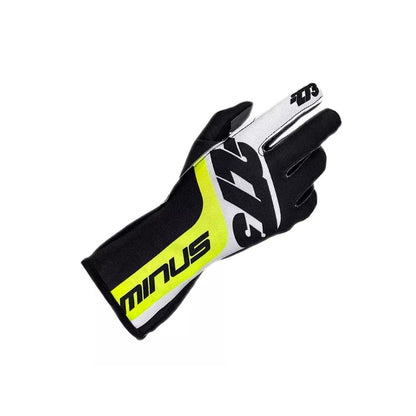 Black and white SNAP minus 273 glove with yellow accents on a white background