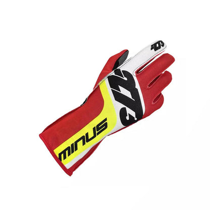 Red, yellow, and white SNAP minus 273 glove with 'Minus' branding on a white background