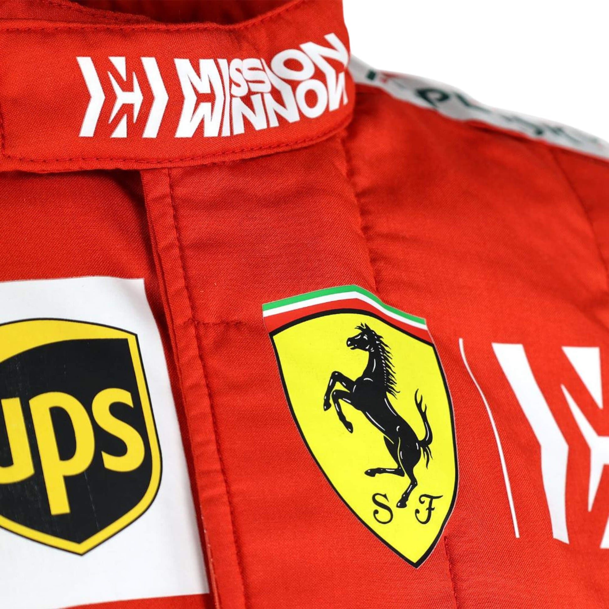 High-resolution image of Sebastian Vettel’s 2019 race suit – clean, sharp design