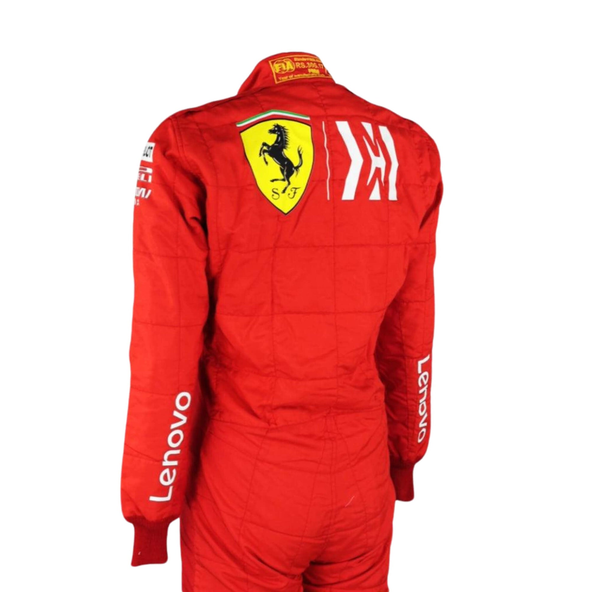 Back Close-up of Sebastian Vettel’s 2019 race suit – detailed stitching