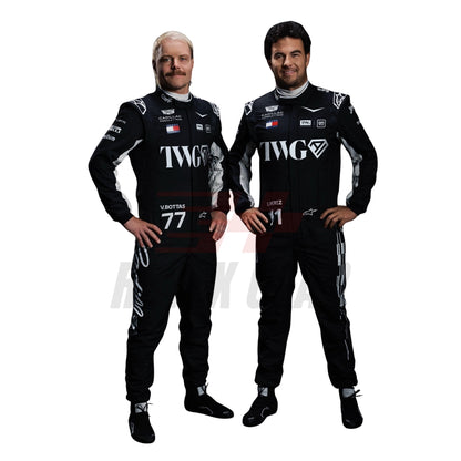 Valtteri Bottas and Sergio Perez motorsport racing costumes 2026