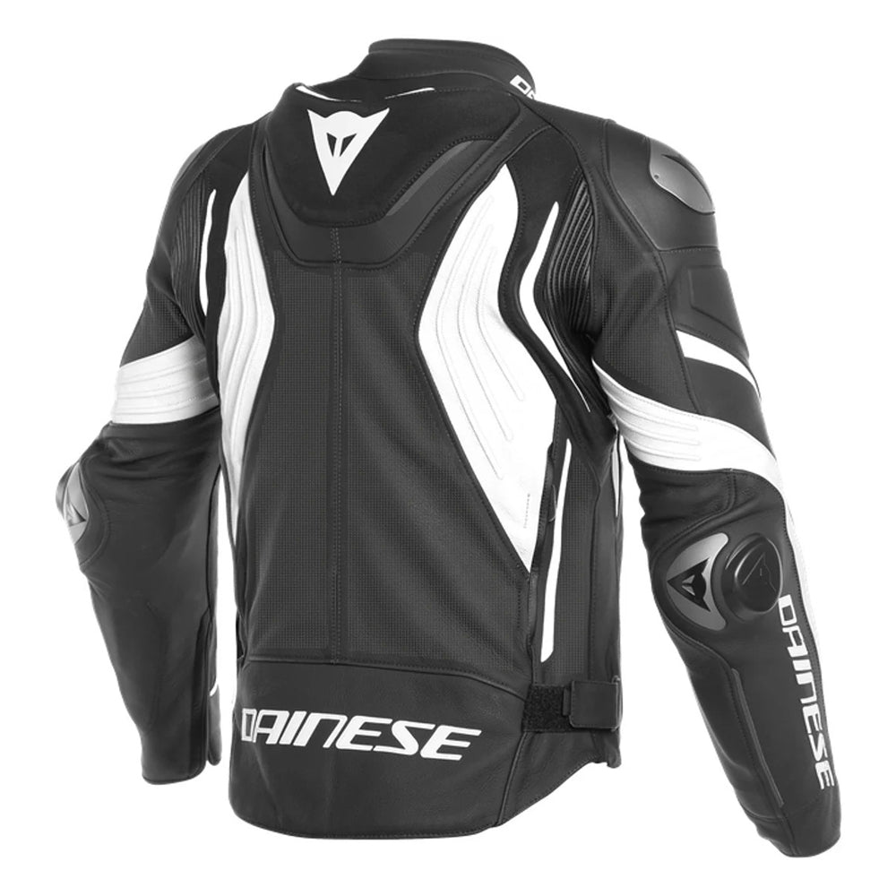 Super Speed 3 Perforated Motorbike Leather Jacket Black White