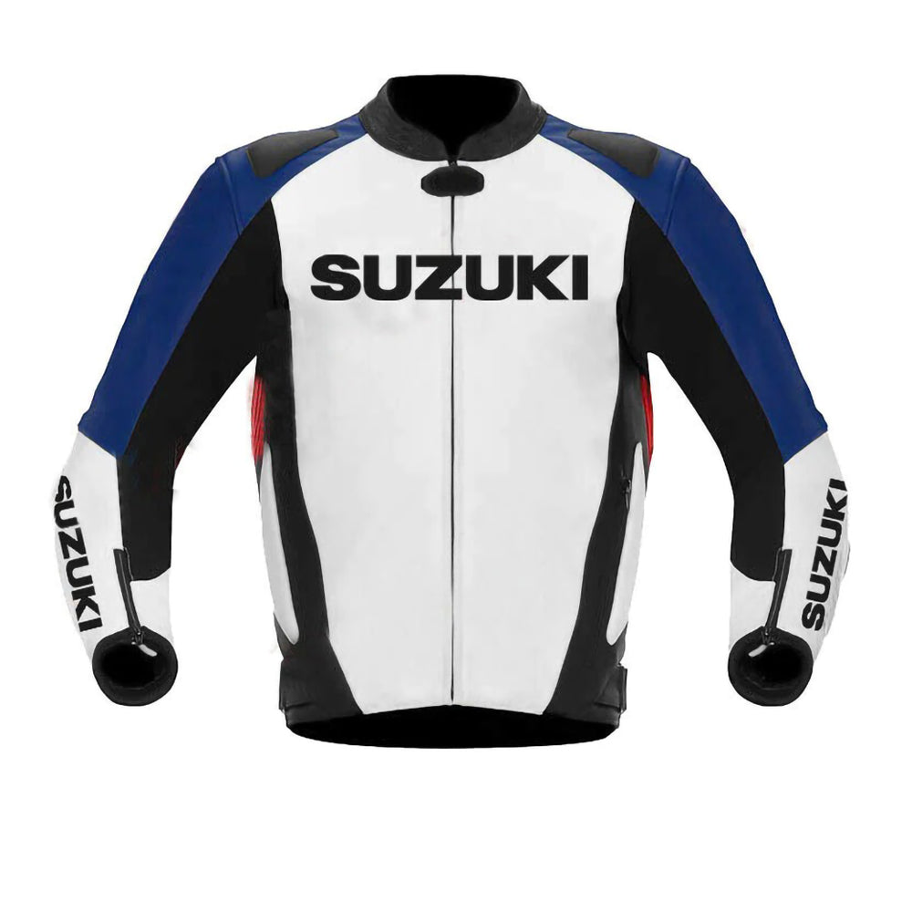 Suzuki GSXR White Motorbike Racing Leather Jacket