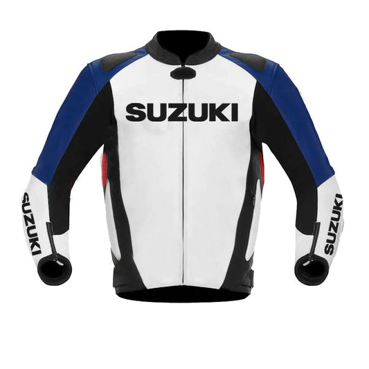 Suzuki GSXR White Motorbike Racing Leather Jacket