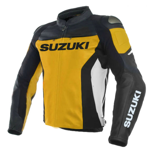 Suzuki GSXR Yellow/Black Motorbike Leather Racing Jacket