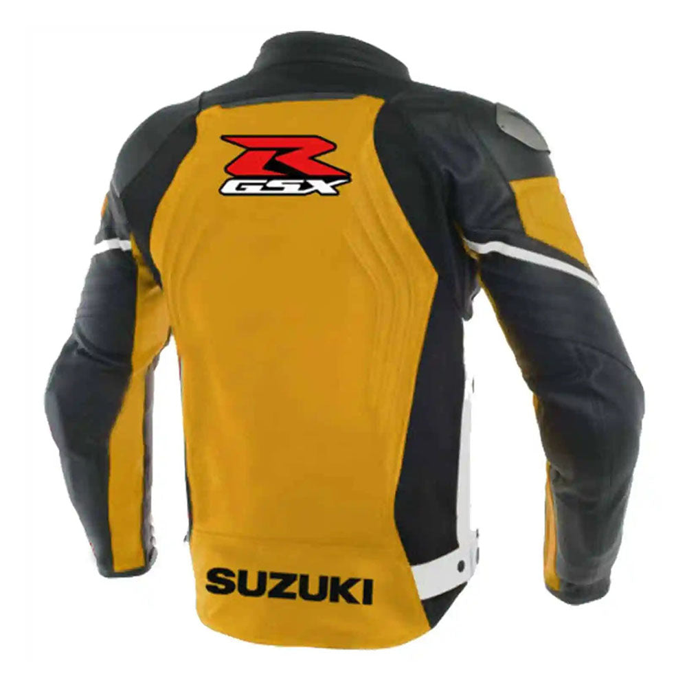 Suzuki GSXR Yellow/Black Motorbike Leather Racing Jacket
