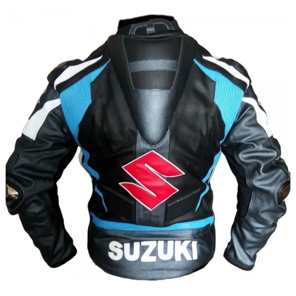 Suzuki Gsxr Black And Blue Safety Pads Motorbike Leather Racing Jacket