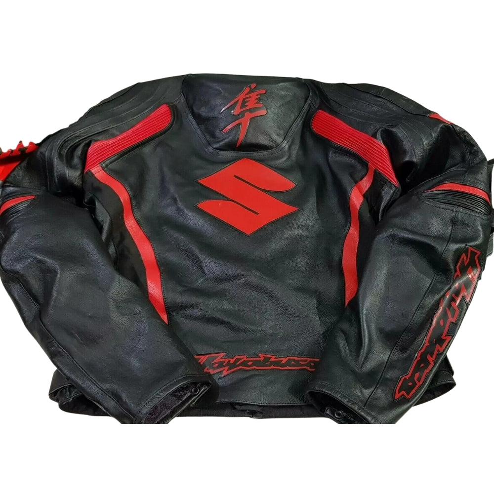 Suzuki Hayabusa Red/Black Motorbike Leather Racing Jacket