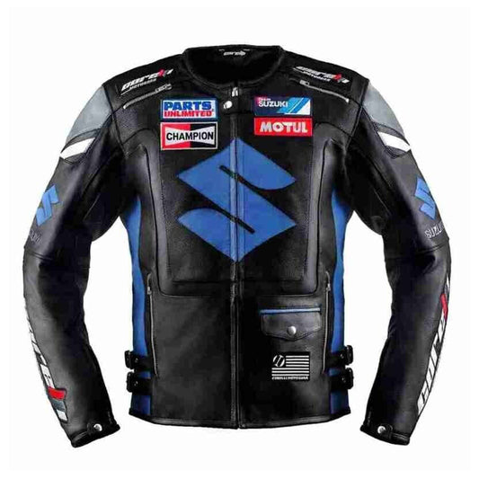 Suzuki Motorbike Racing Black Leather Jacket
