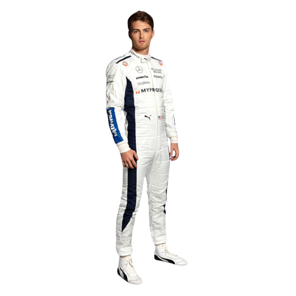 Full Picture of Logan Sargeant 2024 Williams F1 racing suit.