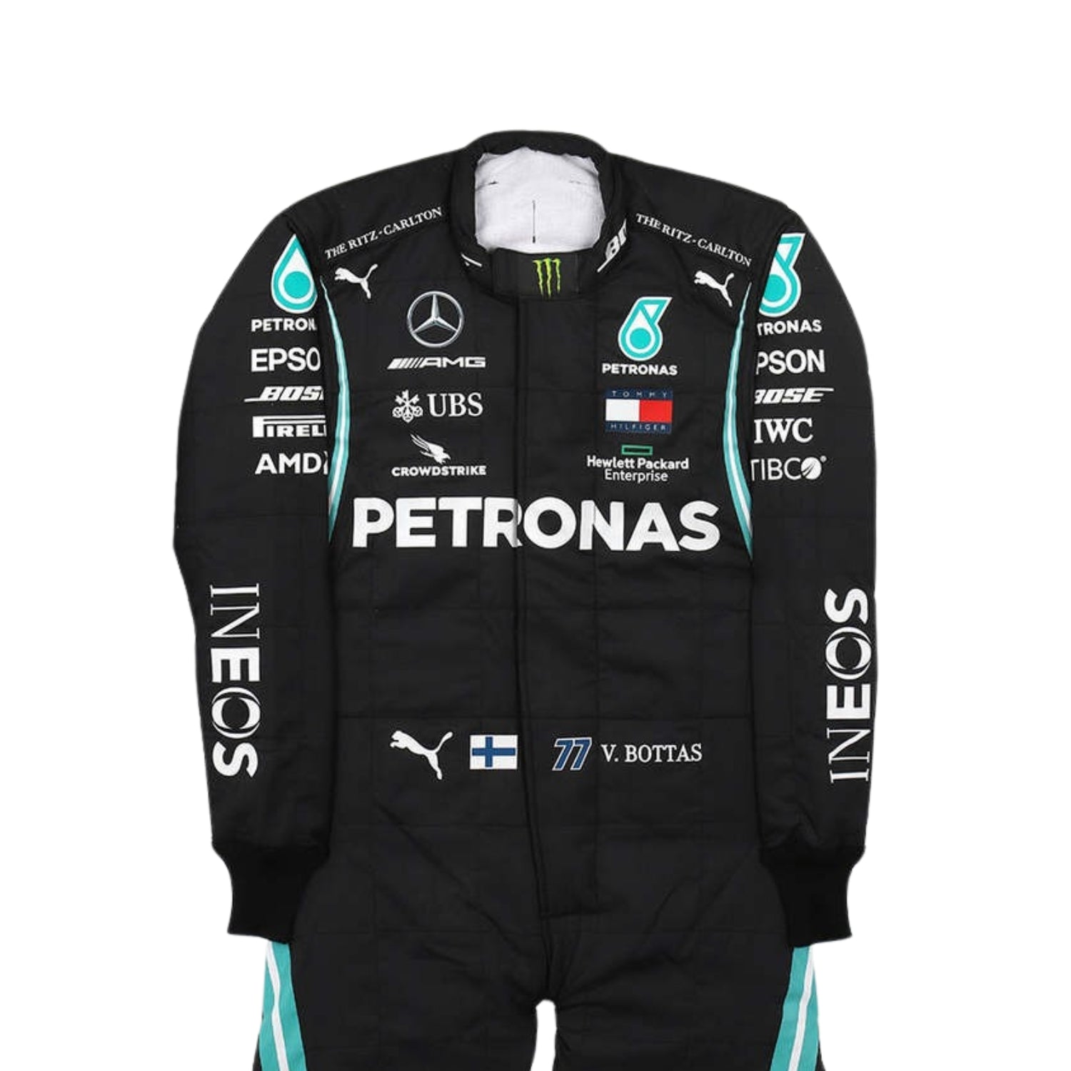 2021 F1 Racing Suit Valtteri Bottas Detail, Logo Placement, Breathable Fabric, Comfortable Fit