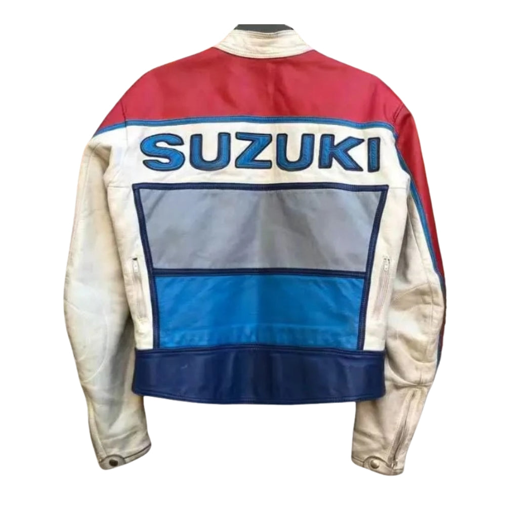 Vintage Suzuki Motorbike Racing Leather Jacket