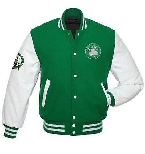 Letterman Boston Celtics Green And White Varsity Jacket
