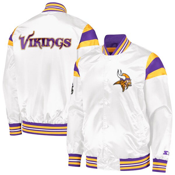 Men's Minnesota Vikings Starter White Satin Full-Snap Varsity Jacket