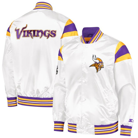 Men's Minnesota Vikings Starter White Satin Full-Snap Varsity Jacket