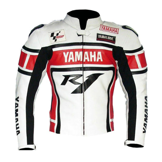 Yamaha R1 White Motorbike Leather Racing Jacket