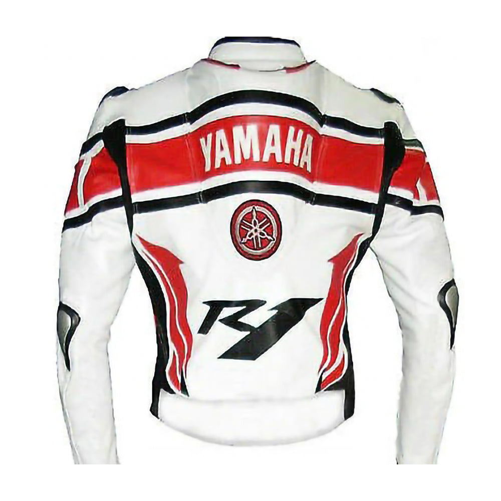 Yamaha R1 White Motorbike Leather Racing Jacket
