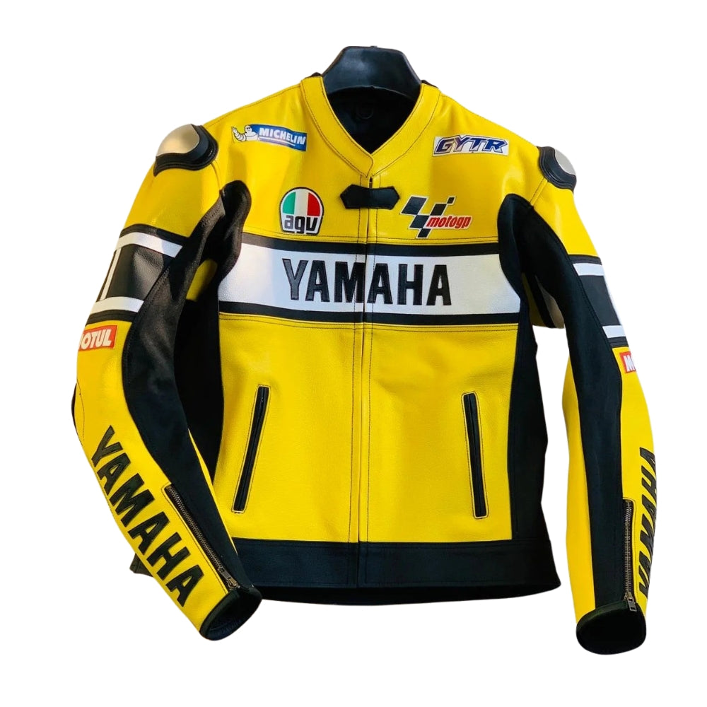 Yamaha R1 Yellow Motorbike Leather Racing Jacket