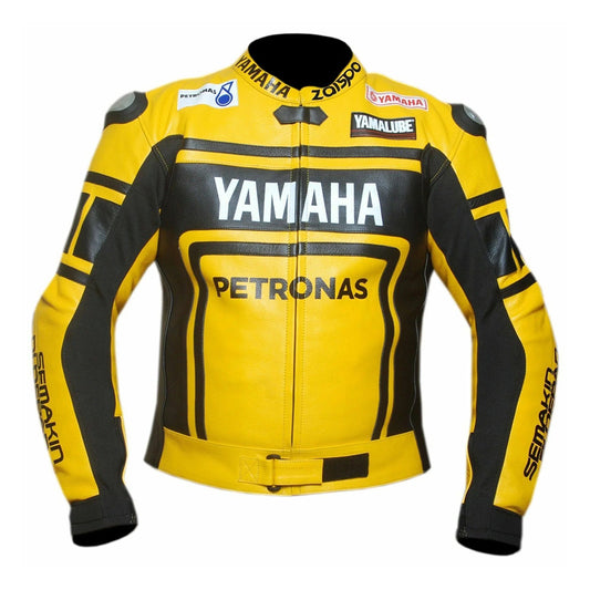 Yamaha R1 Yellow Motorbike Leather Racing Jacket